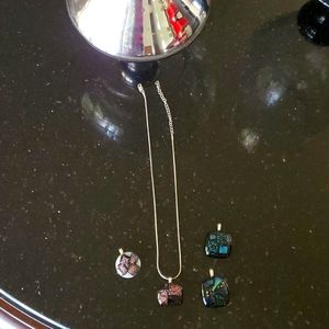 Silver necklace with 4 pendants